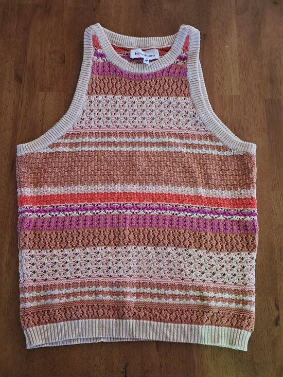 Heartloom Tops - Heartloom The Kenzie Tank Small Crochet, knit Boho, fisherman Cotton Sleeveless